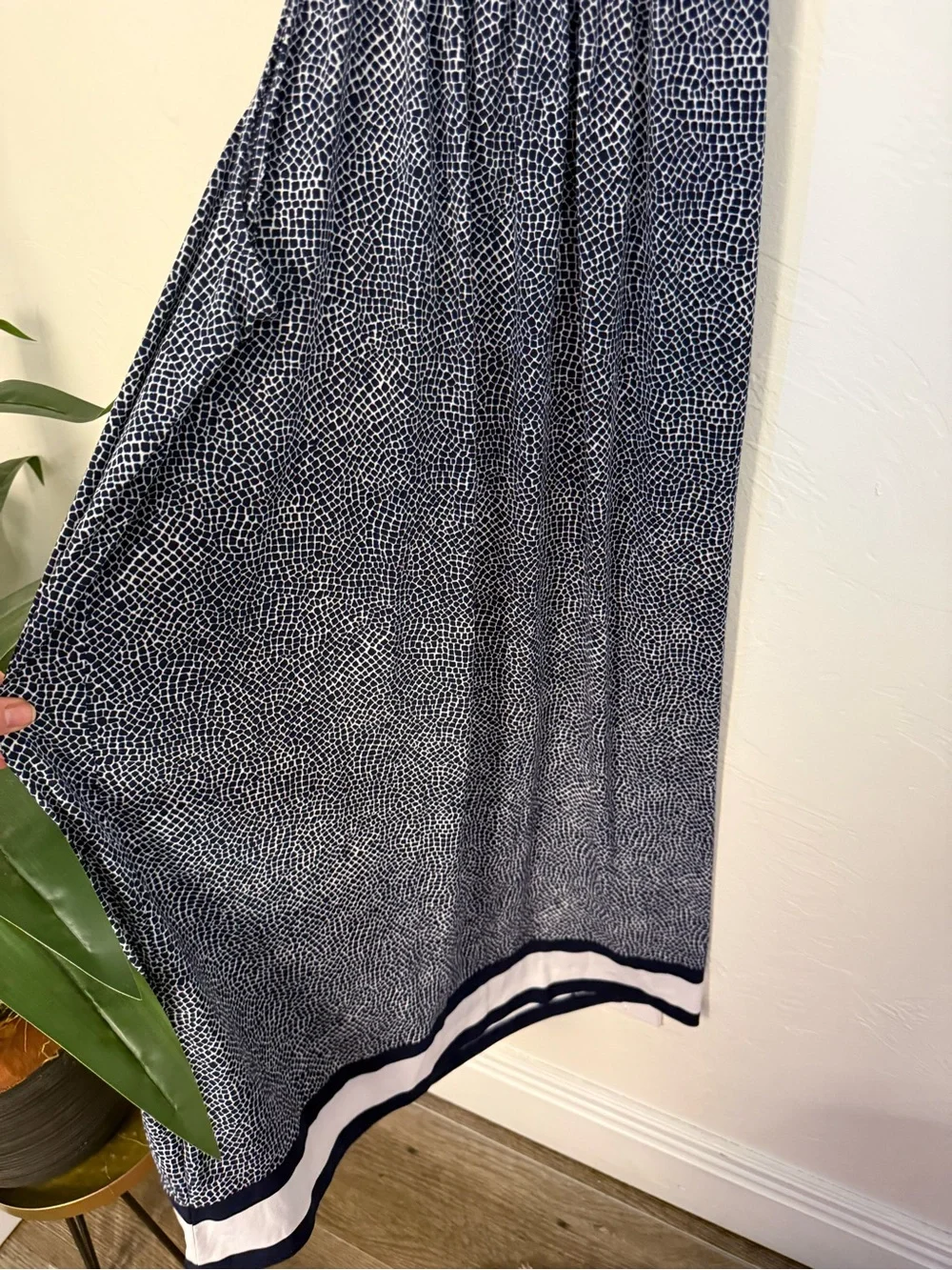 Michael Kors Navy Chain Neck Printed Sleeveless Shift Dress XL